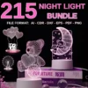 5+ Acrylic Illusion 3d Led Lamp Bundle 3D illusion Led big archive Acrylic Led vector svg, cdr,dxf, ai, pdf 3D led