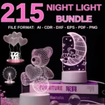 5+ Acrylic Illusion 3d Led Lamp Bundle 3D illusion Led big archive Acrylic Led vector svg, cdr,dxf, ai, pdf 3D led
